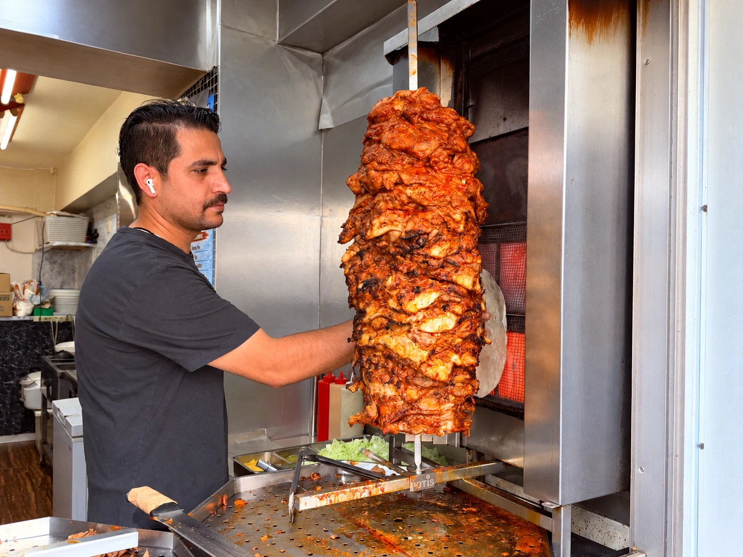 Kebab preparation at the restaurant